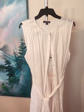 ​✨ NWOT J.Crew 2-in-1 Seamed Linen Dress Set ✨ White, Size XL. Style CA671
